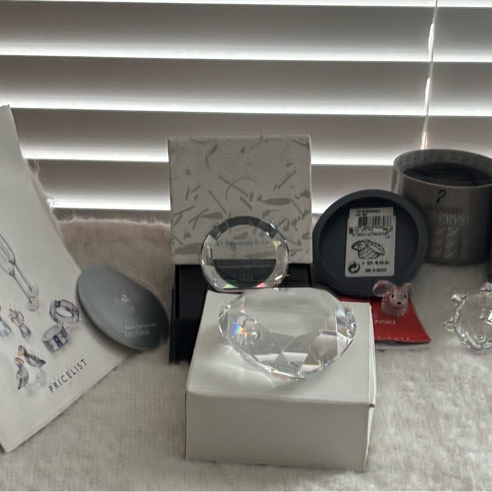 Swarovski  Crystal Pegasus Paperweight and Bunny/Snail Set; Rosenthal Heart